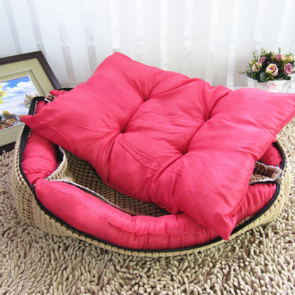Luxury Dog Nest Bed — Plush Bed Set with Blanket & Washable Cover