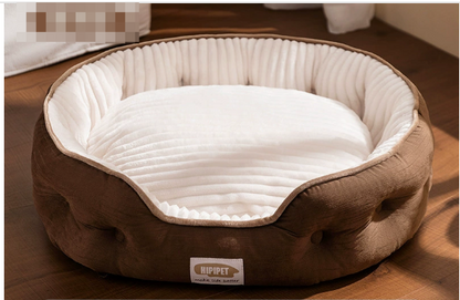 Large dog sofa bed in brown with thick cushion base - CatDogra