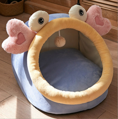 CatDogra cat cave bed Pink Crab design removable washable