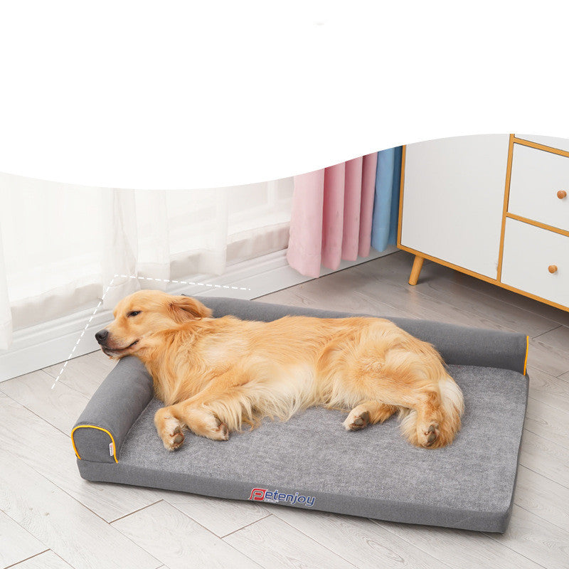 Dog resting on CatDogra sofa bed showing plush cushioned nest design