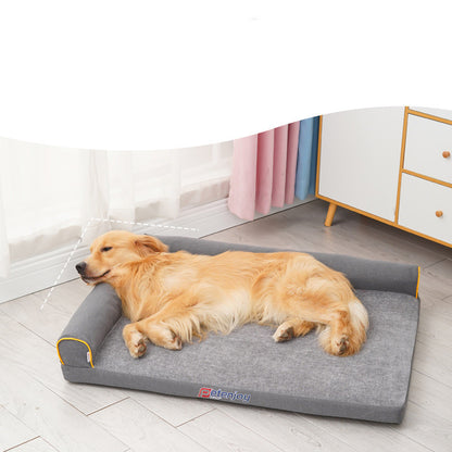 Dog resting on CatDogra sofa bed showing plush cushioned nest design
