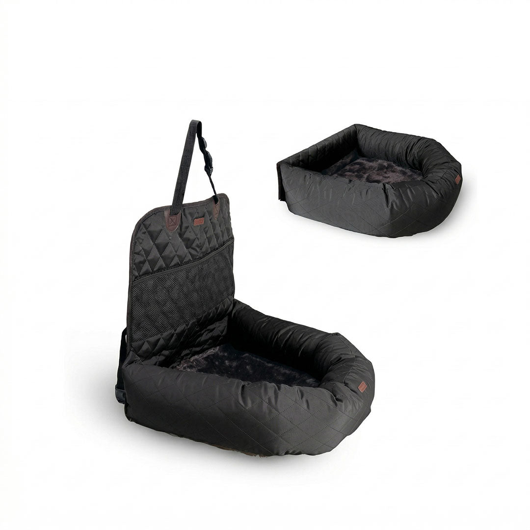 Black waterproof dog car bed non-slip base thick cushion – Catdogra