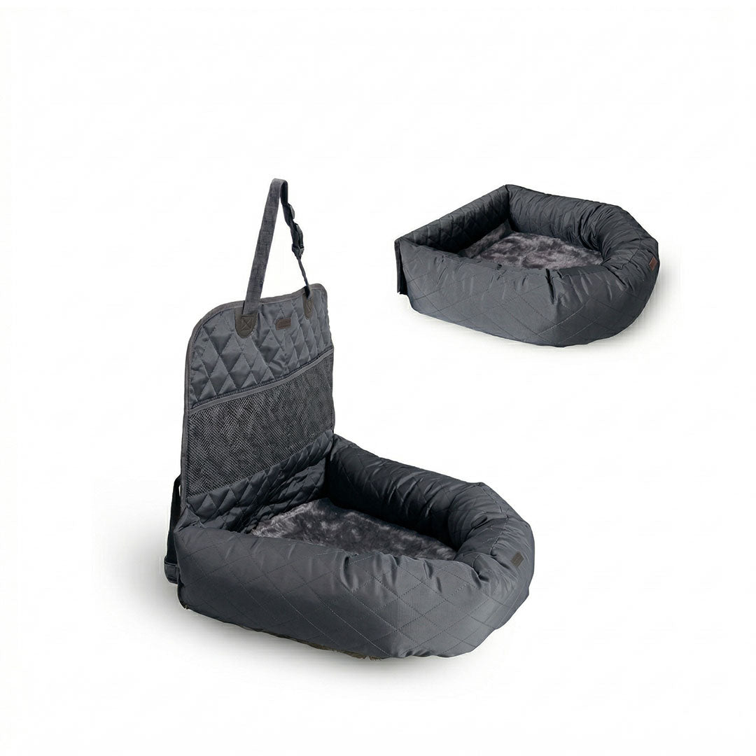 Gray dog car travel bed waterproof for back seat – Catdogra