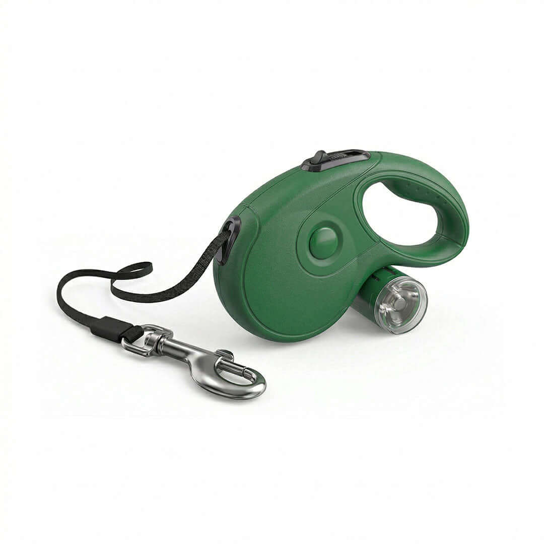 Green retractable dog leash 5M for outdoor walks – Catdogra