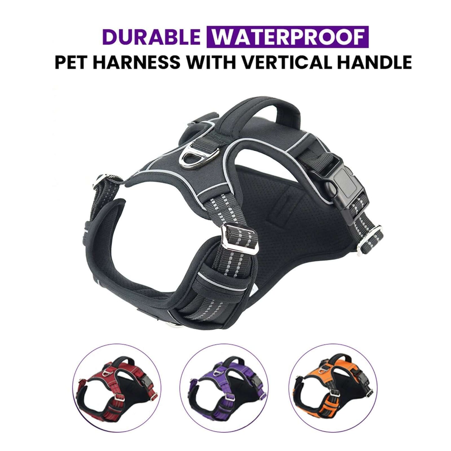 No-pull waterproof dog harness with vertical handle – Catdogra