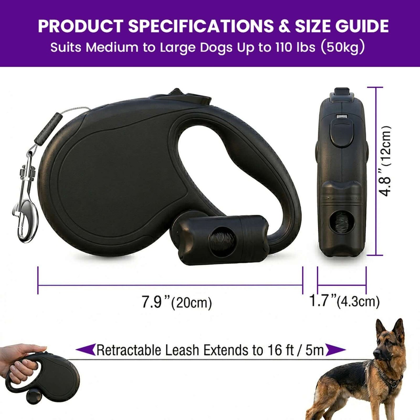 Heavy duty retractable leash for large and small dogs – Catdogra