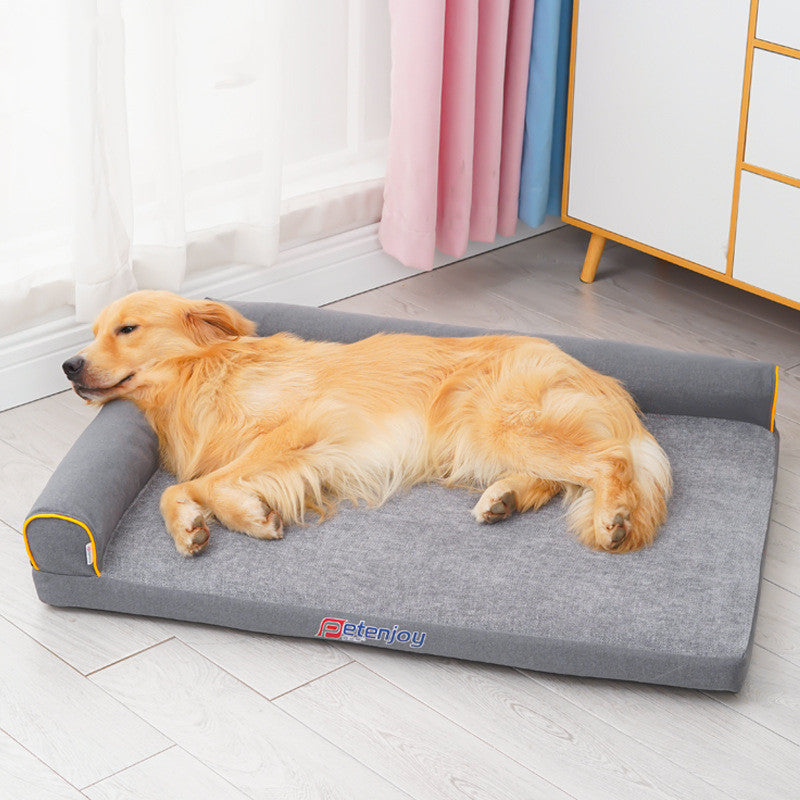 Premium chenille fabric close-up of sofa-style dog bed