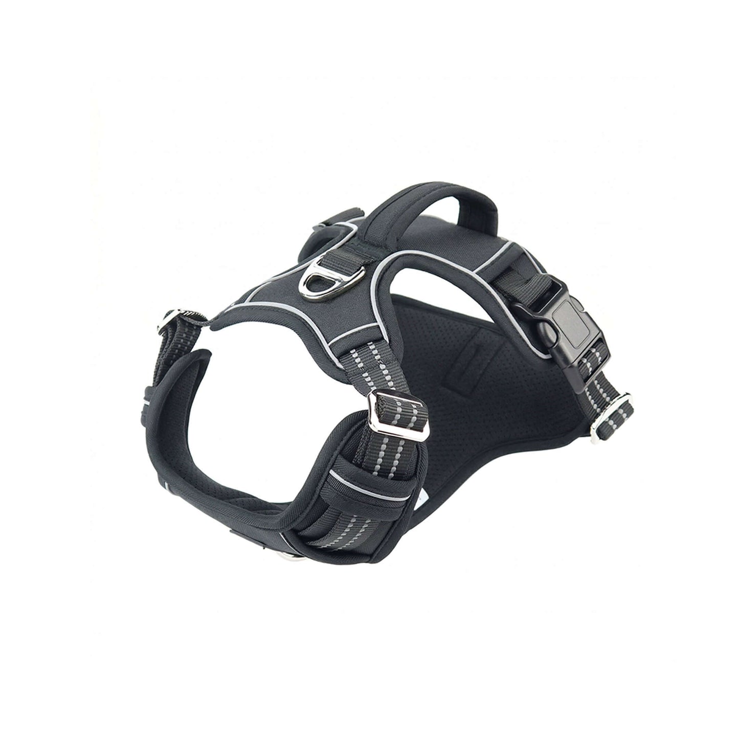 Black waterproof dog harness vertical handle S M L XL – Catdogra